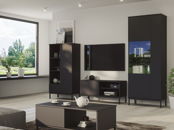 Regal mit Schublade und Türe Soroko Schwarz