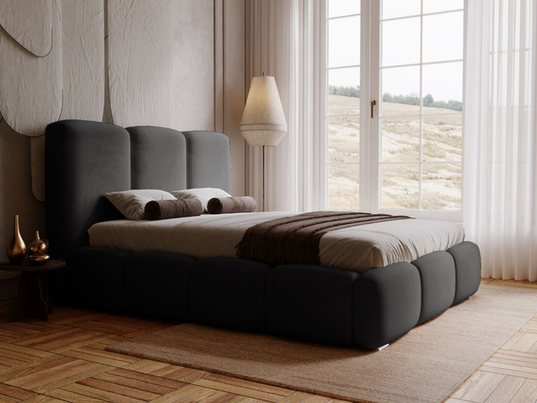 Polsterbett mit Bettkasten und Lattenrost 160x200 Bubble Schwarz