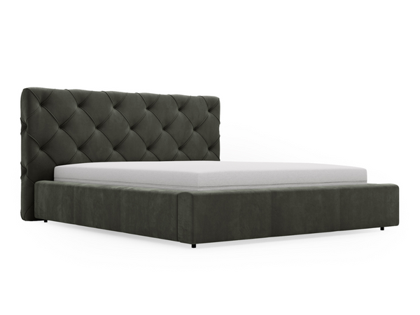 Polsterbett mit Bettkasten und Lattenrost 140x200 Milano Dunkelgrau