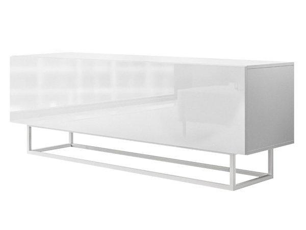 TV-Lowboard mit Türen auf Weißen Metallgestell 150 cm Nodoo Weiß Hochglanz