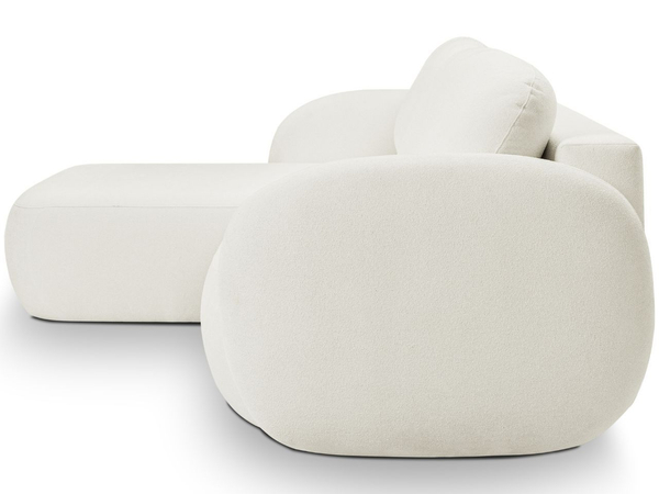 Ecksofa L-Form Links mit Schlaffunktion und Bettkasten Oreo Creme