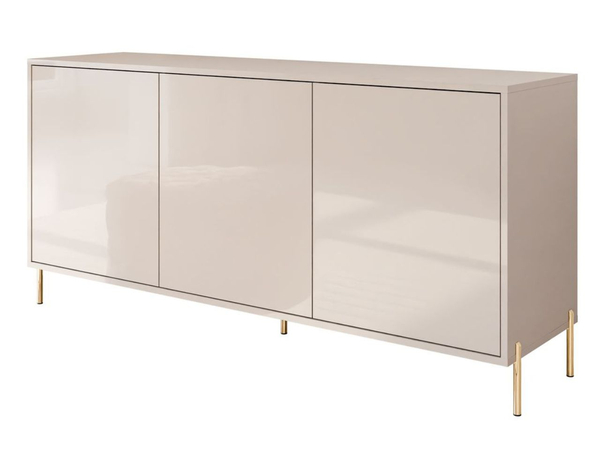Dreitürige Kommode 154 cm auf goldfarbenen Metallbeinen Vivance Kaschmirglanz