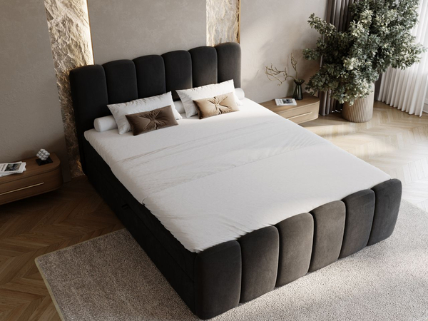 Boxspringbett mit Bettkasten 140x200 Cloud Schwarz