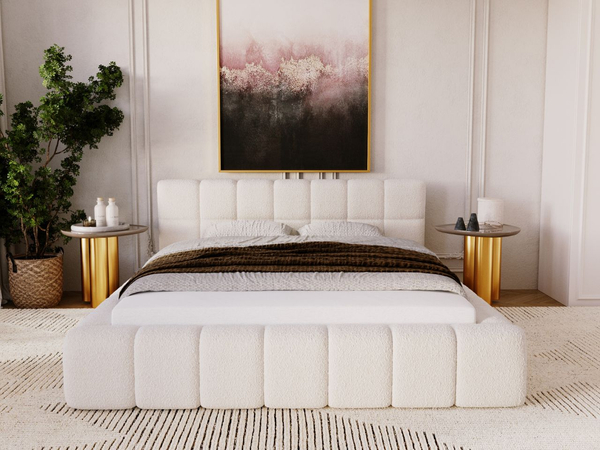 Polsterbett mit Bettkasten und Lattenrost 180x200 Alicante Boucle Beige