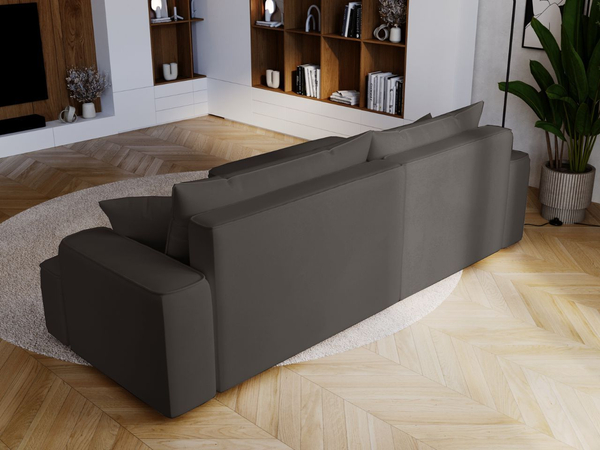 Ecksofa L-Form Links mit Schlaffunktion und Bettkasten California Dunkelgrau
