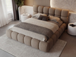 Polsterbett mit Bettkasten und Lattenrost 180x200 Modo aus Bouclé-Stoff Braun