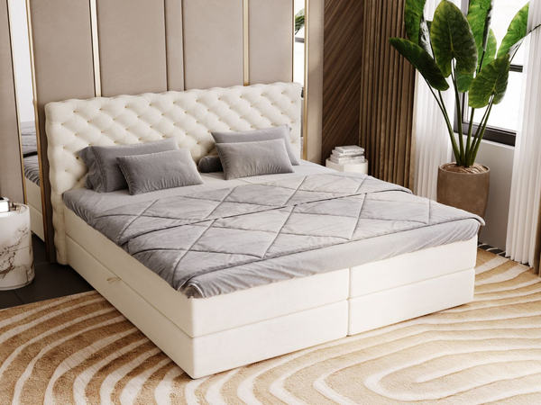 Boxspringbett mit Bettkasten 160x200 Bergamo Beige
