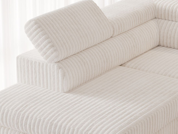 Wohnlandschaft mit Schlaffunktion und Bettkasten Argon Creme