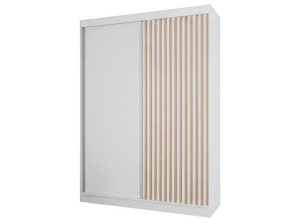 Schiebetürenschrank mit Lamellen 150 cm Loreto Weiß