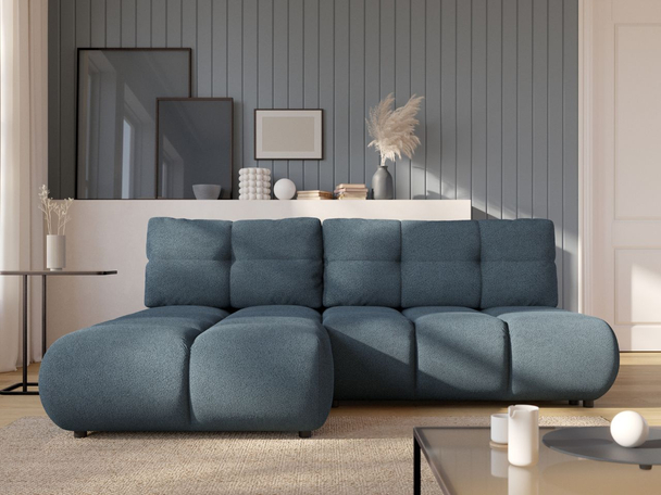 Ecksofa mit Schlaffunktion und Bettkasten Links Milet Dunkelblau