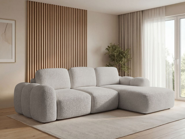 Ecksofa L-Form mit Schlaffunktion und Bettkasten Avelin Rechts Grau