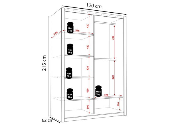 Schiebeschrank Bino 120 - Monastery Eiche
