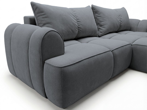Ecksofa L-Form Rechts mit Schlaffunktion und Bettkasten Bonno Dunkelgrau