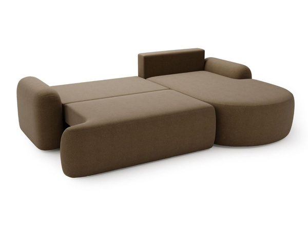 Ecksofa L-Form Rechts mit Schlaffunktion und Bettkasten Aurio Braun