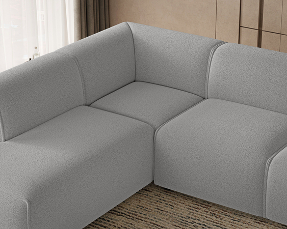 Ecksofa L-Form Links Eluno Bouclé-Stoff Grau