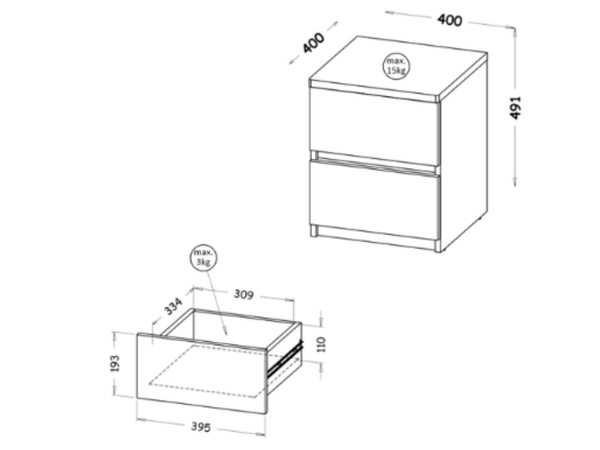 Nachtschrank mit zwei Schubladen Arcadia Eiche Wotan, Weiß