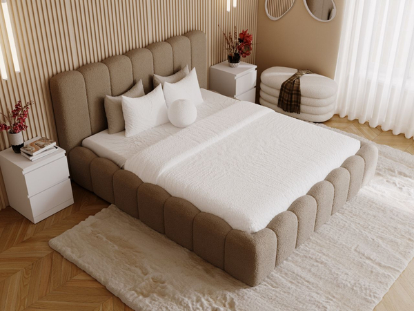 Polsterbett mit Bettkasten und Lattenrost 200x200 Smile Braun