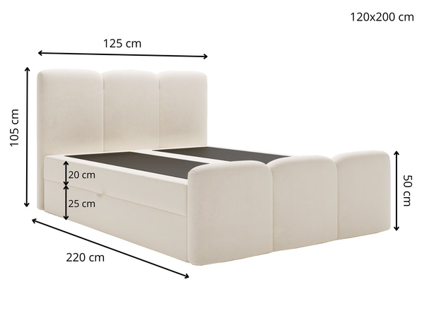 Boxspringbett mit Bettkasten 120x200 Campi Beige