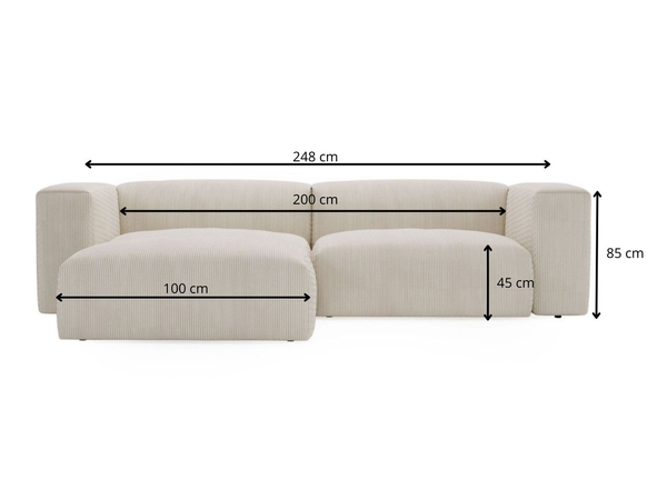 Ecksofa L-Form Links Moderne Cord Ecksofa Landi Dunkelgrau
