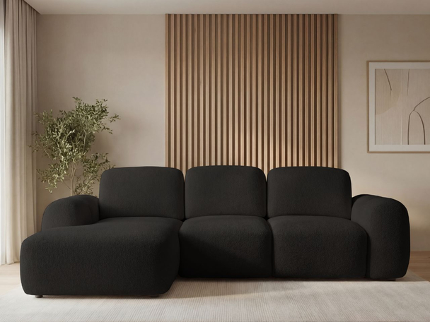 Ecksofa L-Form mit Schlaffunktion und Bettkasten Avelin Links Schwarz