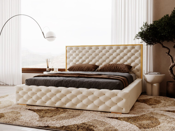 Polsterbett mit Bettkasten und Lattenrost 180x200 Wave Beige