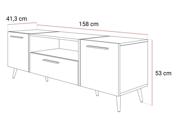 TV-Schrank im Glamour-Stil mit Schränken und Schublade Lunelie Kaschmir Hochglanz