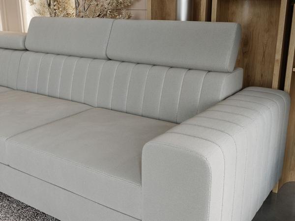 Ecksofa mit Schlaffunktion und Bettkasten Berona links Grau