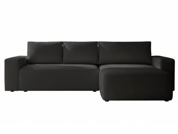 Ecksofa L-Form Rechts mit Schlaffunktion und Bettkasten Tazones Schwarz