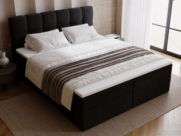 Boxspringbett mit Bettkasten 140x200 Maison Schwarz