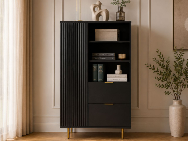 Regal mit Schubladen und Türe Ankara Schwarz Matt