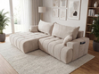 Ecksofa L-Form mit Schlaffunktion und Bettkasten Tulio Links Beige