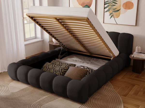 Polsterbett mit Bettkasten und Lattenrost 120x200 Doria Schwarz