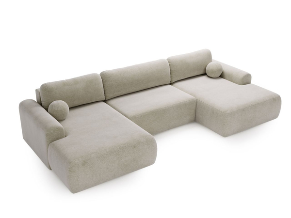 Wohnlandschaft mit Schlaffunktion und Bettkasten Savana Hellbeige