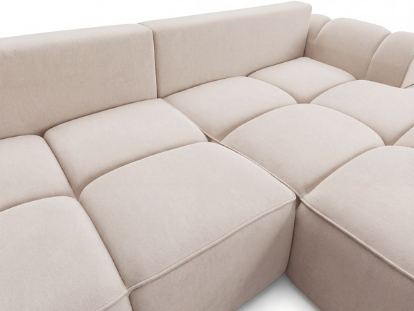 Ecksofa L-Form Rechts mit Schlaffunktion und Bettkasten Bonno Beige