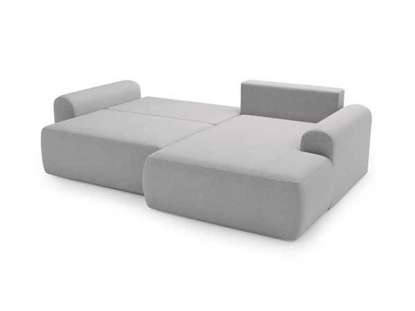 Ecksofa L-Form mit Schlaffunktion und Bettkasten Savana Rechts Bouclé-Stoff Grau
