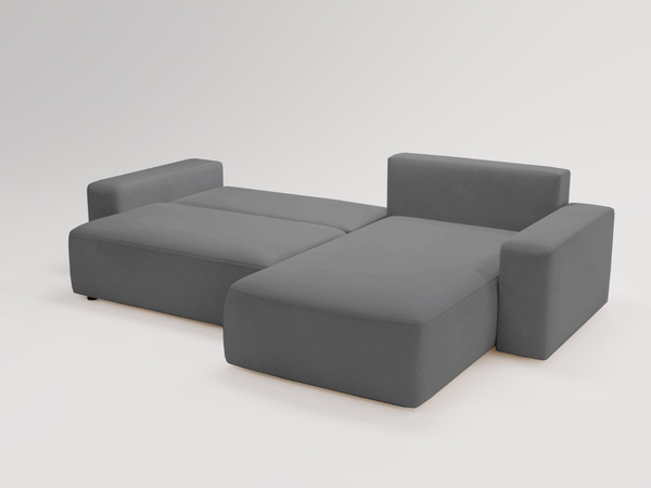 Ecksofa L-Form Rechts mit Schlaffunktion und Bettkasten Tazones Dunkelgrau