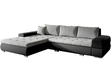Ecksofa L-Form mit Schlaffunktion und Bettkasten Sonia Grau, Schwarz