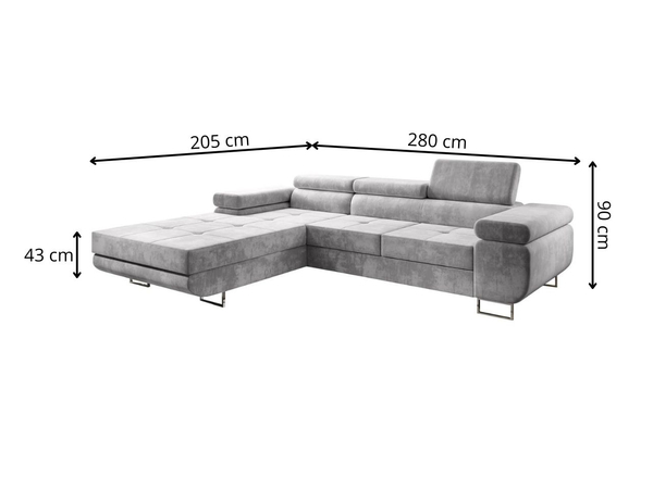 Ecksofa L-Form Links mit Schlaffunktion und Bettkasten Solam Rosa