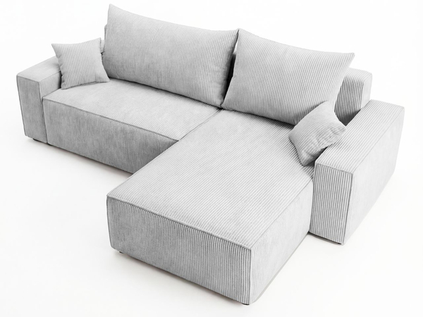 Ecksofa L-Form mit Schlaffunktion und Bettkasten Nivo Grau