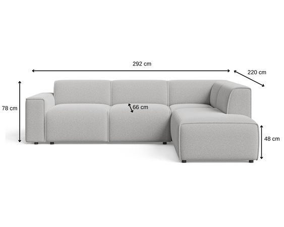 Ecksofa L-Form Links Eluno Bouclé-Stoff Beige