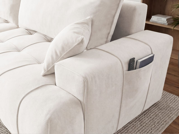 Ecksofa L-Form mit Schlaffunktion und Bettkasten Tulio Links Creme