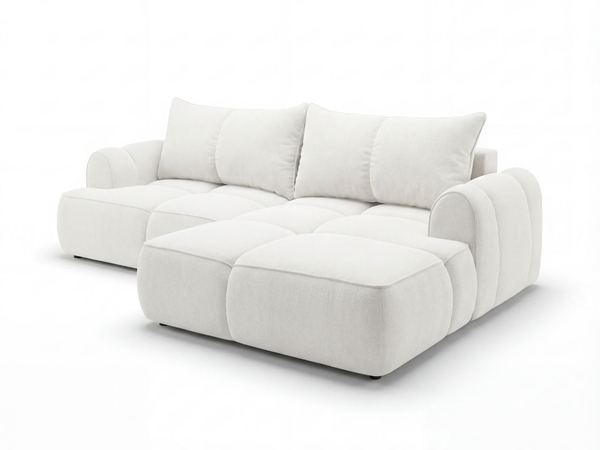 Ecksofa L-Form Rechts mit Schlaffunktion und Bettkasten Bonno Creme
