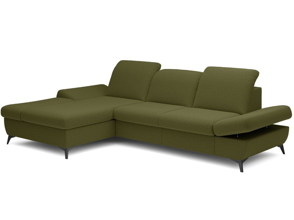 Ecksofa L-Form Links mit Schlaffunktion und Bettkasten Hannover Dunkelgrün