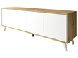 TV-Lowboard mit Türen und weißen Beinen Vivance Weiß & Eiche Artisan
