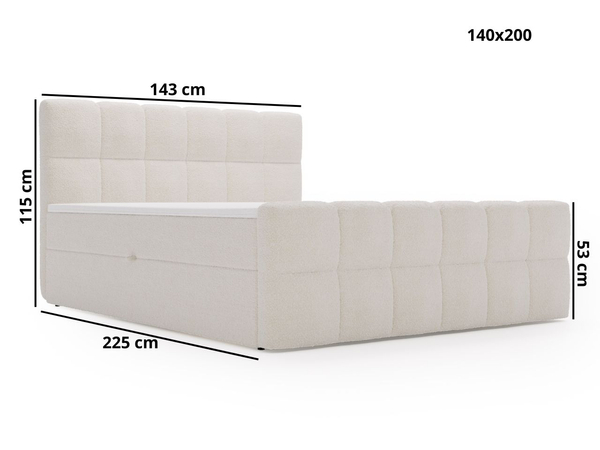 Boxspringbett mit Bettkasten 140x200 Bouclé-Stoff Alicante Schwarz