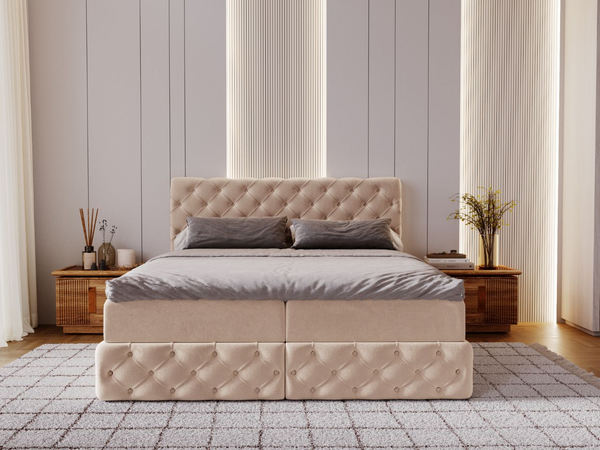Boxspringbett mit Bettkasten 140x200 Canolo Beige