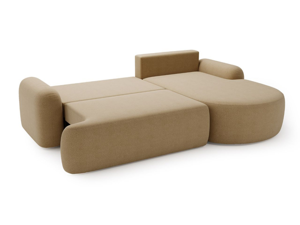 Ecksofa L-Form Rechts mit Schlaffunktion und Bettkasten Aurio Hellbraun