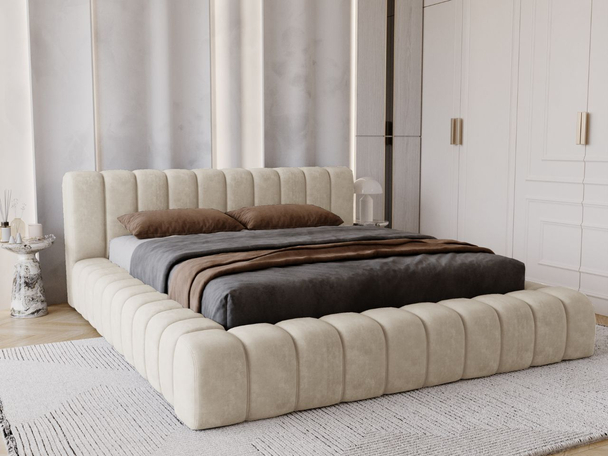Polsterbett mit Bettkasten und Lattenrost 120x200 Italia Beige