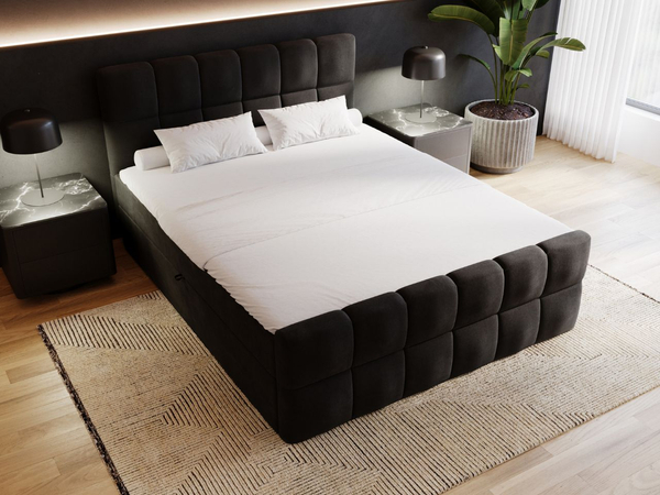 Boxspringbett mit Bettkasten 160x200 Alicante Schwarz