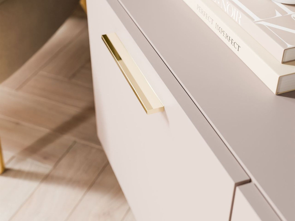 TV-Lowboard mit Türen und LED-Beleuchtung auf Goldenen Metallbeinen 100 cm Noaé Kaschmir